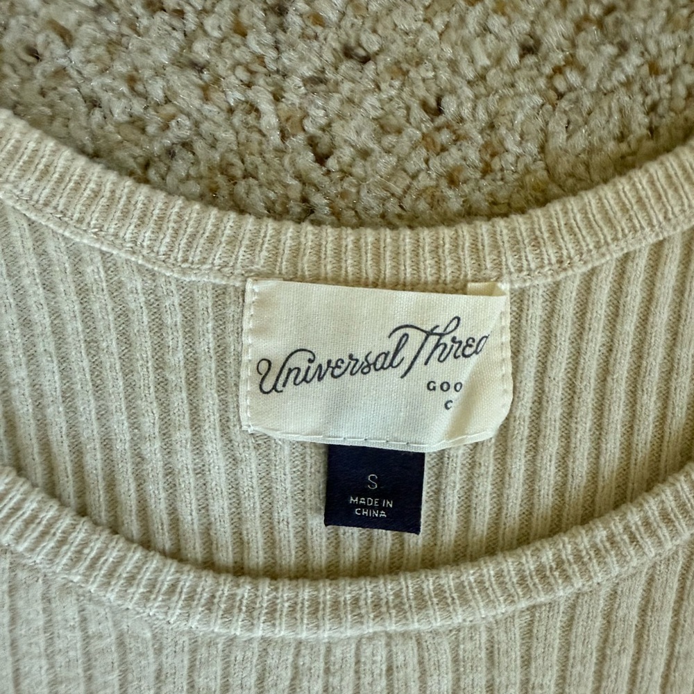 Universal Thread Beige Ribbed Knit Top - image 2